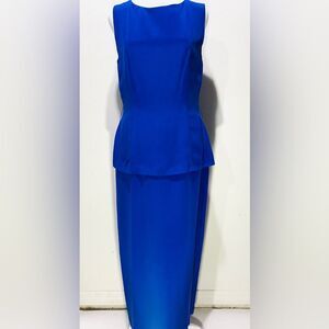 YL By Yair maxi Silk dress cocktail wedding party bride’s Mother blue women’s 12